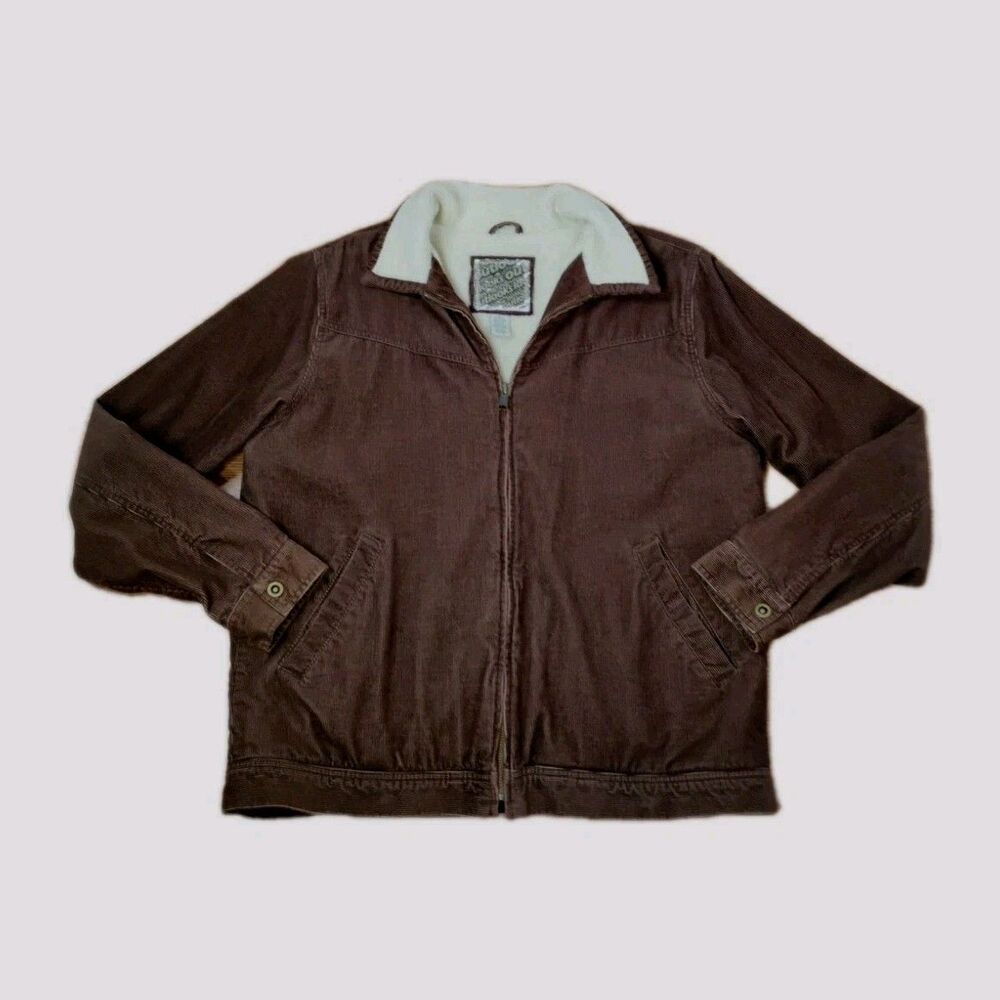 Outlooks Men's Corduroy Sherpa Jacket Zip Up Brown Large